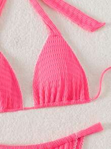 SHEIN Swim Women Fashion Solid Color Bikini Swimwear Set Summer