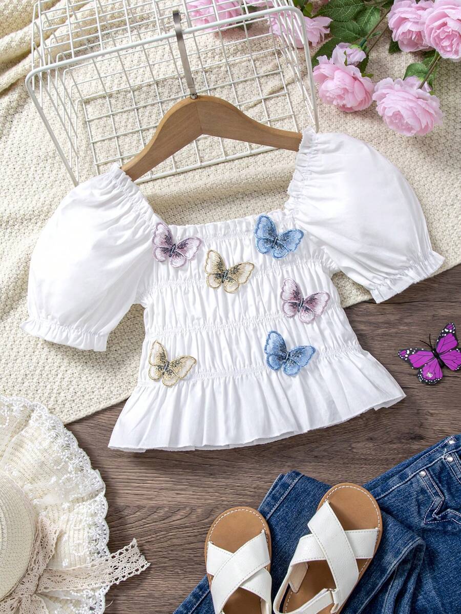 Edhomenn Baby Mädchen Kleid Mit 3D Schmetterling - Tüllkleid Für Kleine Prinzessinnen