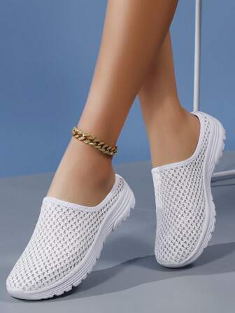 2024新款夏季男女軟底輕便休閒時尚編織尼龍網眼中空透氣戶外防滑步行拖鞋