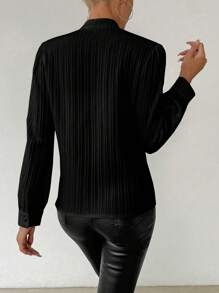 Chiquease Lace Splice Long Sleeve Shirt Fall Cloth For Women - Black - View 2