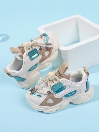 1雙幼兒男童透氣運動鞋,米色