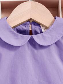 SHEIN 嬰幼女純色公仔領短袖襯衫短褲套裝