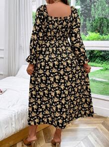 Breezaya Plus Size Women Summer Holiday Style Sweetheart Neckline Flared Cuff Front Tie Side Slit Maxi Elegant Dress