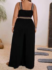 SHEIN Tall CURVE Plus Size Crisscross Front Strap Jumpsuit