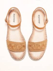 Styleloop Women's Fashionable Summer Vacation Beach Ankle Strap Flat Rope Sandals - Camel - View 4