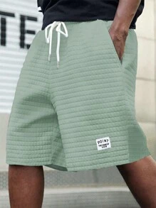 Quần short cạp rút dây thường ngày cho nam có chi tiết thêu, mùa xuân và mùa hè - màu xanh lá - Xem 6