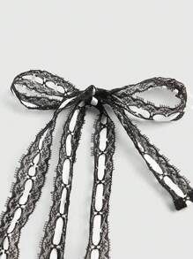 ROMWE Goth 女性刺繡和拼接蕾絲背心，適用於夏季 - 黑色 - 查看 3