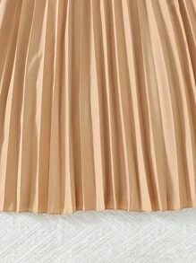 Sparklyn 2pcs/Set Tween Girls' Spring And Summer Pleated Mid-Length Skirt Set - Black - View 6