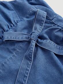 SHEIN MOD Plus Size Women Denim Dress Sweetheart Neckline Mini Dress With Ruffle Hem And Halter Design, Blue Women Denim Dress Bridgerton Style Dress - Light Wash - View 3