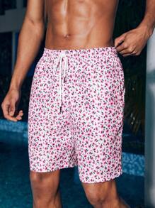Surfspeed Men Fashionable Flower Printed Loose Beach Shorts - Multicolor - View 5