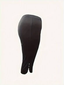 Pantalones capri de corte slim de unicolor para mujer de talla grande