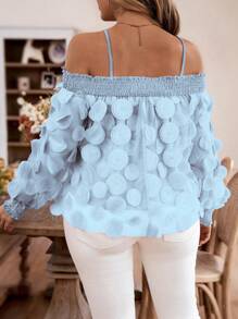 Celure Plus Size Spaghetti Strap Plain Blouse With Flared Hem