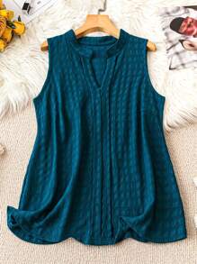 Camiseta de tirantes suelta de talla grande para mujer con cuello en V entallado de unicolor para el verano