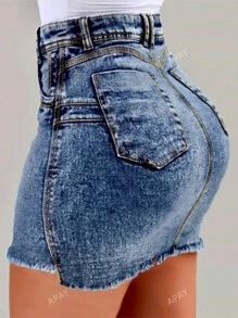 Sexy Women Denim Pencil Skirt With Slim-Fit And Bodycon Design