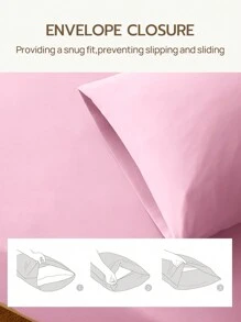 Bộ 2 vỏ gối HONEY MOON mềm mại và thoáng khí, màu trơn, kiểu đóng phong bì, chống nhăn, không kèm ruột gối - Phù hợp với gối cỡ T/F/Q/K dùng trong nhà và ký túc xá, đạt chứng nhận OEKO-TEX, màu hồng và tím. - Màu Hồng Tươi - Xem 6