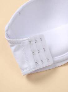 DesireSculpt 女士無肩帶帶鋼圈實色內衣，百搭基礎款式 - 白色 - 查看 5