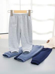 SHEIN Set di pantaloni casual in maglia con stampa a lettere elastiche con fascia in vita per bambino unisex e ragazza, 3 pezzi