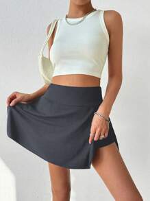 Flirla Women Simple Workout Leisure Shorts With Side Pockets For Summer