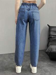 RueChic Tapered Denim Pants - Blue - View 2