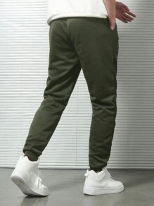 EURMUSE 男士純色束腰短褲，帶口袋 - 駝色 - 查看 2