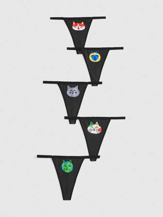 Dedraw Studio Ensemble de 5 sous-vêtements string amusants et à la mode pour femmes