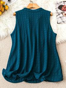 Camiseta de tirantes suelta de talla grande para mujer con cuello en V entallado de unicolor para el verano