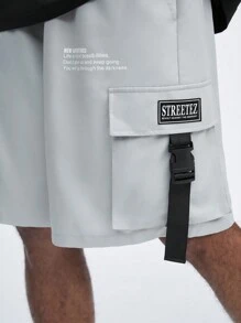 Manfinity RebelGame Shorts da lavoro casual con logo stampato e cintura con coulisse per la primavera/estate per uomo