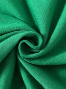 SHEIN Camiseta de manga corta de cuello redondo de color verde liso informal para niños pequeños, adecuada para verano