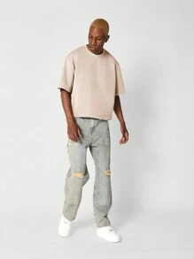 SUMWON Crop Fit Premium Heavyweight Essential Tee - Khaki - View 5