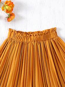 Tween Girl Pleated Skirt Preppy Style Summer - Yellow - View 4