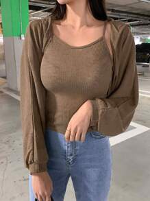 DAZY Modna letnia bluza z kapturem dla kobiet, łatwa do dopasowania kurtka damska, jesienne ubrania damskie - Kolor khaki - Zobacz 6