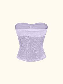 SHEIN Unity Áo ren cổ lọ thời trang dành cho nữ, kiểu dáng ôm vừa vặn - Màu tím - Xem 2