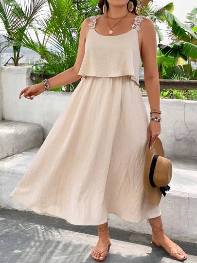 Breezaya Vestido casual de tirantes espagueti de moda para mujeres de talla grande