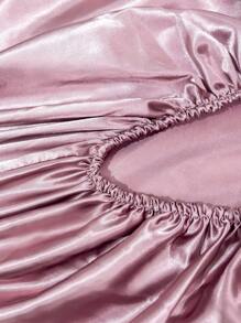 3pcs Solid Color Dusty Pink Satin Fitted Sheet Set Simulation Silk Fitted Sheet Set With 1pc Fitted Sheet+2pcs Pillow Case Without Filler, Modern Soft Bedding Set For Household Sheet Deep Pocket Up To 13.8 Inch Satin Pillowcase, Soft Breathable Wrinkle-Free Better For Sleep, Luxury Hotel Style, Gift For Mom Dad Friend Domitory Bedding Back School Bedding