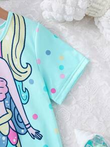Young Girl Mermaid Printed Nightgown Home Clothes