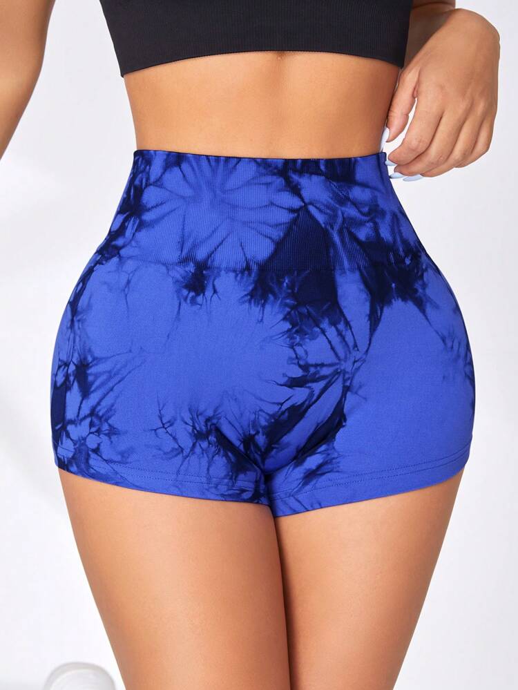 Seamless Tie-Dye Elasticity Stylish Fitness Shorts Suitable For Yoga And Gym