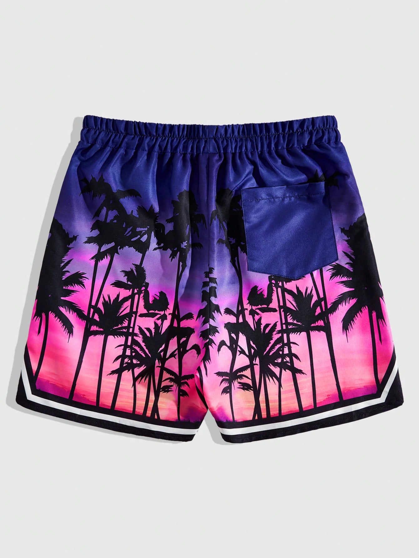 c 紐無し　PALM TREE SHORTS Amazon.com: Ultaro Palm Tree Black White Men's Beach Shorts