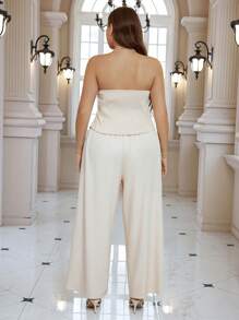 SHEIN Clasi 大尺碼女士時尚夏季百搭2件套裝 - 杏色 - 查看 2