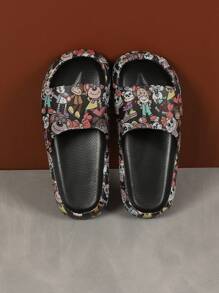 Stylish And Slip-Resistant Thick Bottom Ultra-Soft Open Toe Slippers For Women, Suitable For Indoor And Outdoor Use In Summer,Beach Outfits - Black - View 1