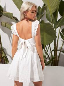 SHEIN Frenchy Vestido Volante Liso Bohemio - Blanco - Ver 1
