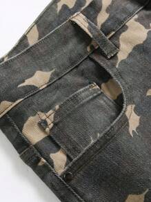 Traceable Cotton- European And American Men's Camo Denim Shorts - Multicolor - View 5