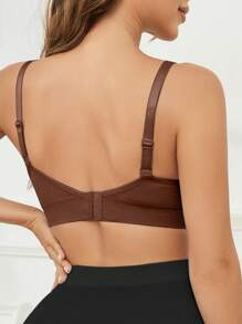 SHEIN Solid Color Maternity Breastfeeding Bra With Ruffles