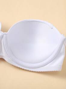 DesireSculpt 女士無肩帶帶鋼圈實色內衣，百搭基礎款式 - 白色 - 查看 6