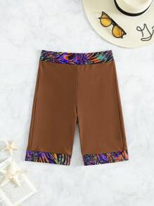 SHEIN Swim Women Color Block Bikini Bottoms For Swimming And Vacation (Random Pattern) Summer - Brown - View 4