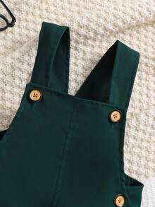 SHEIN Baby Boy Mock Neck Shirt Bodysuit & Pinafore Jumpsuit 2pcs/Set