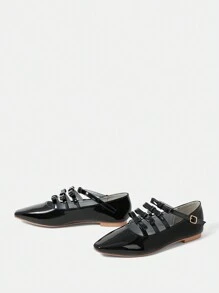 CUCCOO DOLLMOD Scarpe Basse Da Donna Alla Moda Con Punta Appuntita, Dettaglio Con Fibbia, Scarpe Estive Di