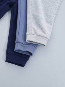 SHEIN Set di pantaloni casual in maglia con stampa a lettere elastiche con fascia in vita per bambino unisex e ragazza, 3 pezzi
