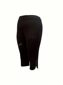 Pantalones capri de corte slim de unicolor para mujer de talla grande