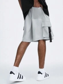 Manfinity RebelGame Shorts da lavoro casual con logo stampato e cintura con coulisse per la primavera/estate per uomo