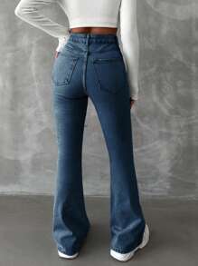 Cottnline Casual Distressed Flared Jeans (Slim Fit) - Medium Wash - View 2